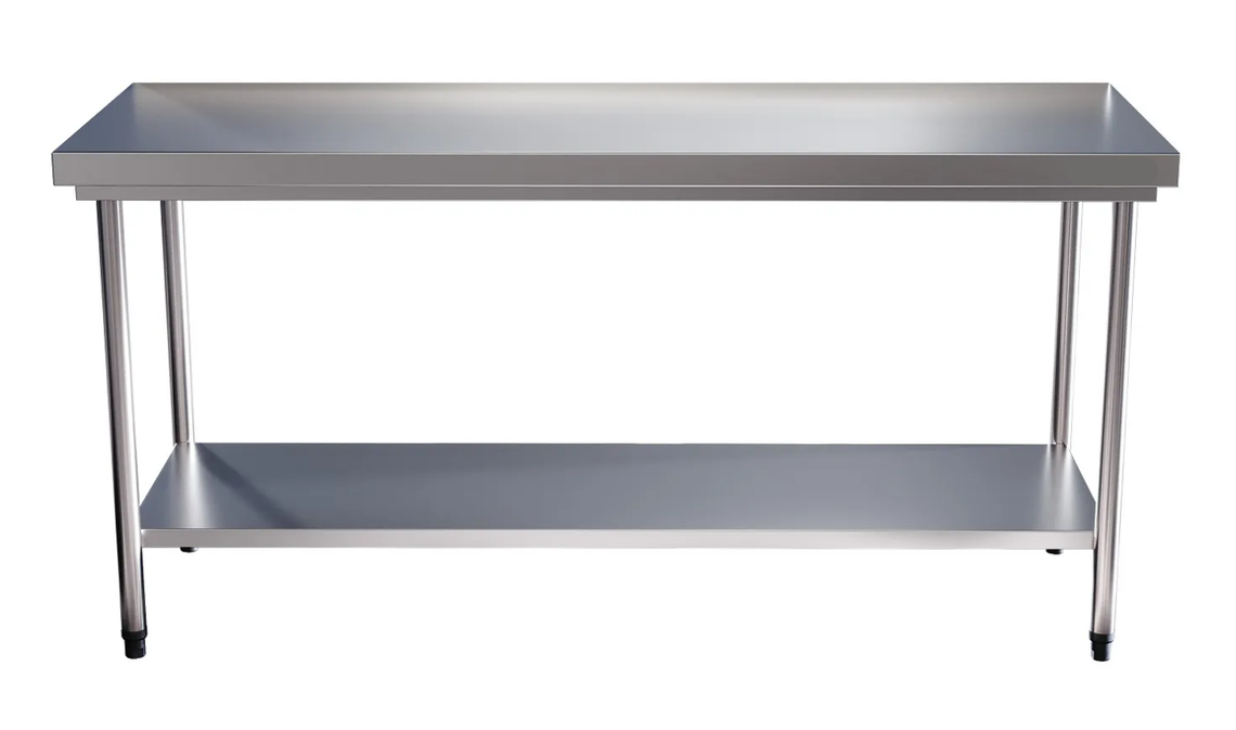 Mesa em aço inox com prateleira