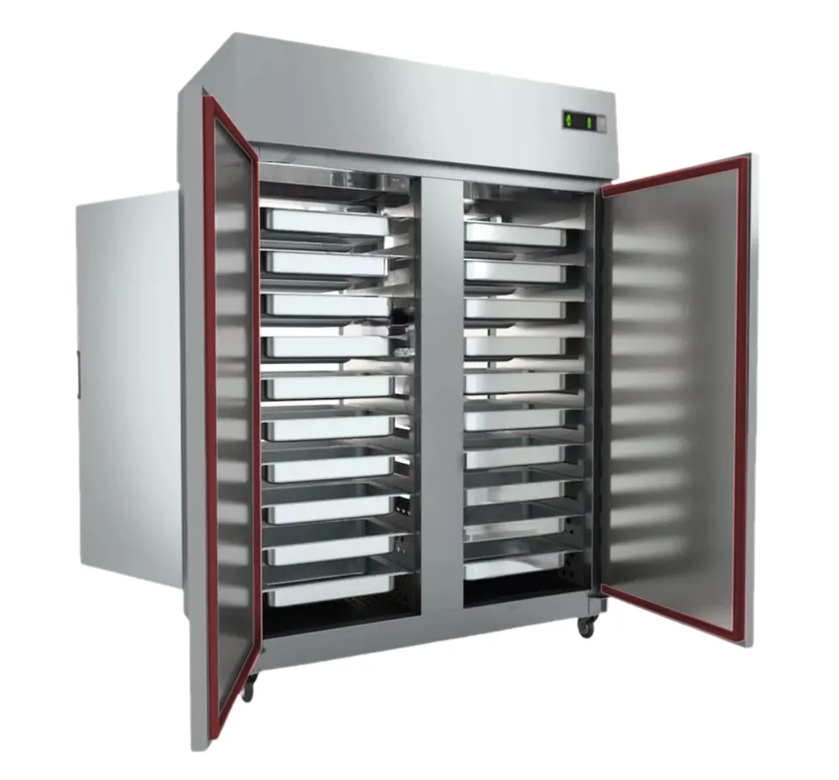 Armário pass through em aço inox com bandejas